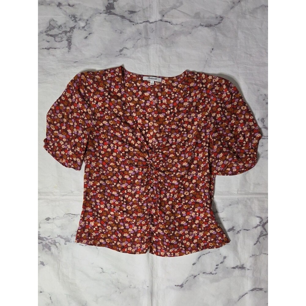 Madewell Silk Button Sleeve Top In Spring Prairie